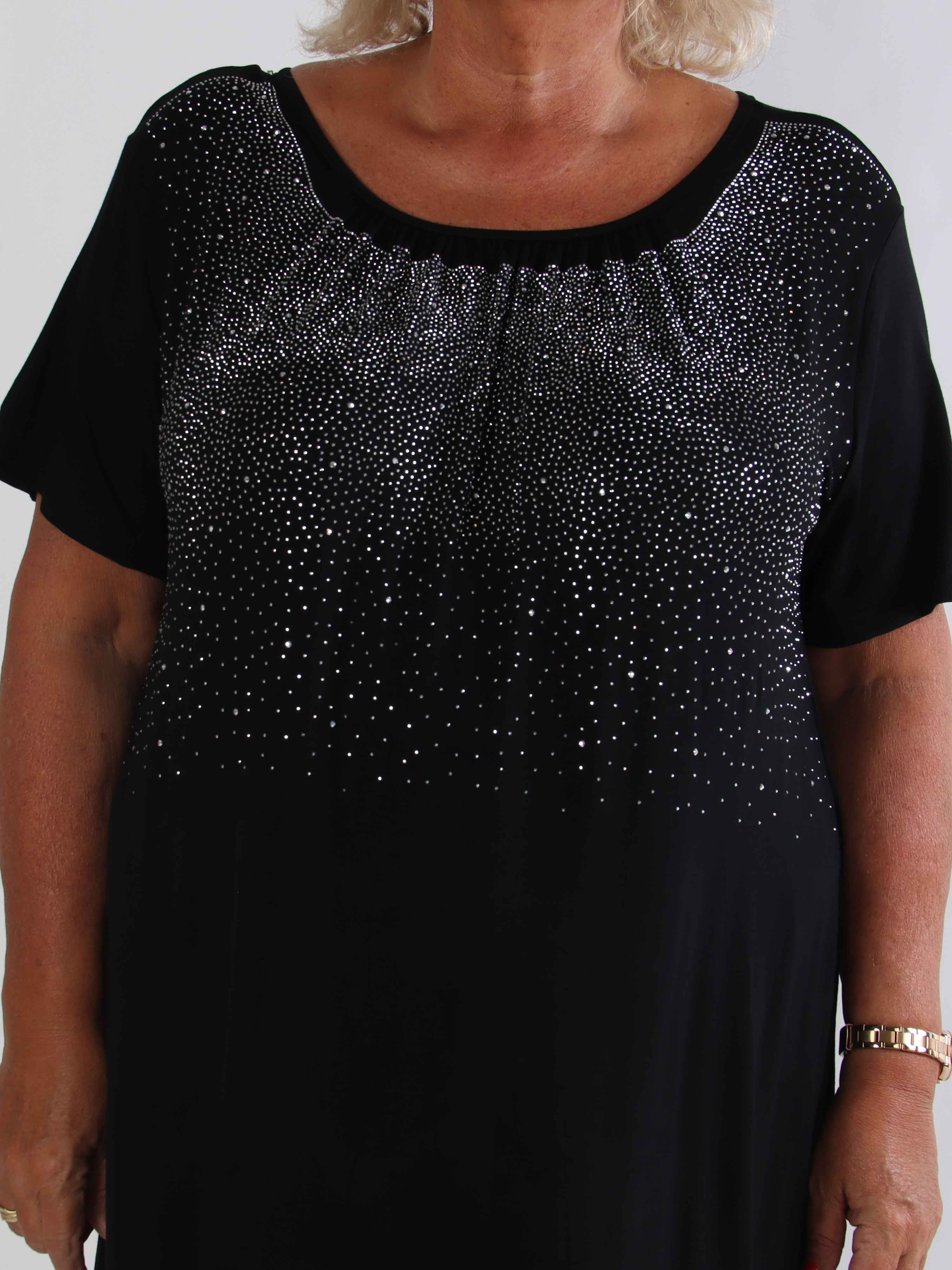 Miravi Sparkle - Løs plus size kjole i elastisk stof med similisten